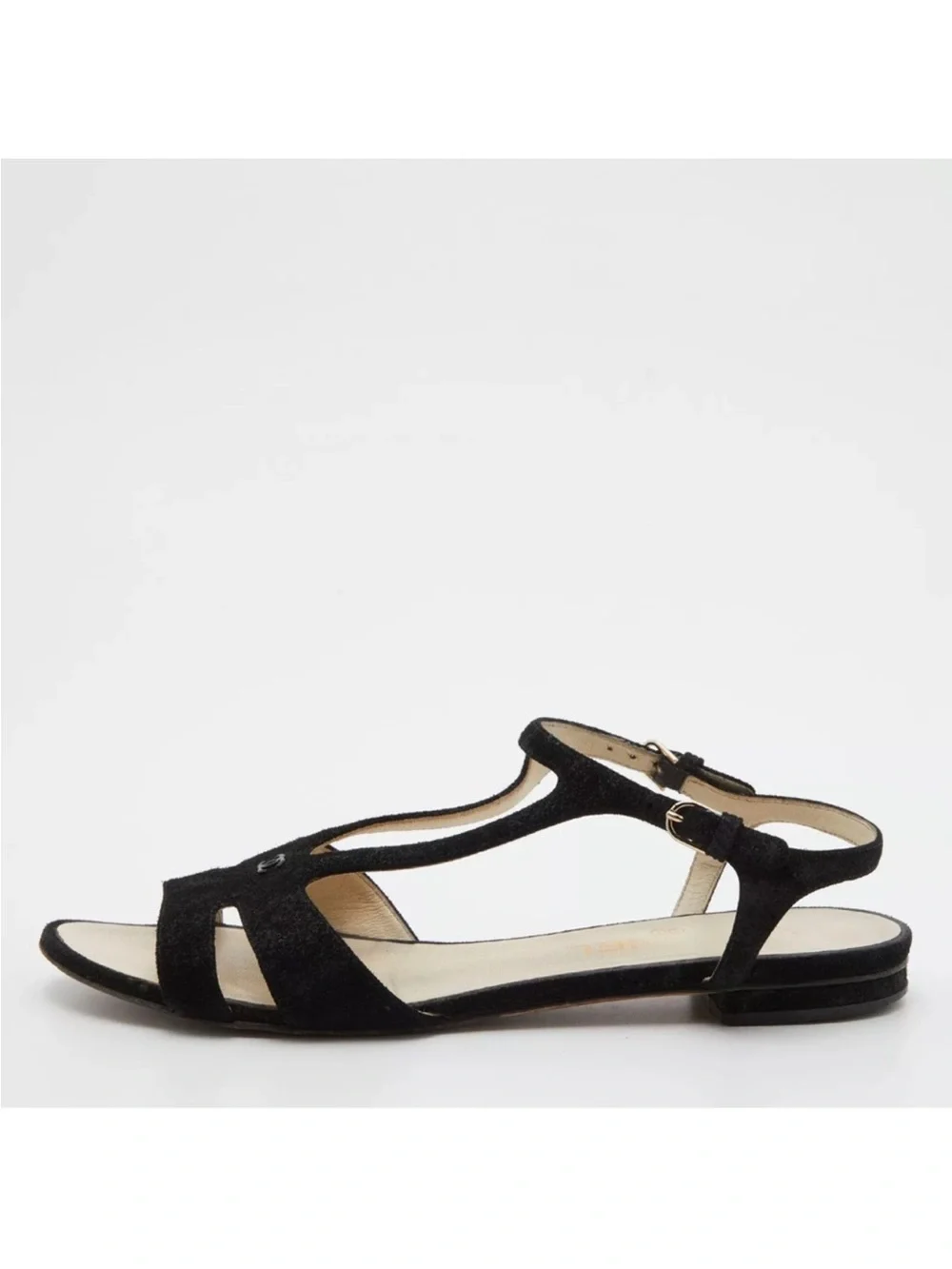 Chanel flat sandals cc logo